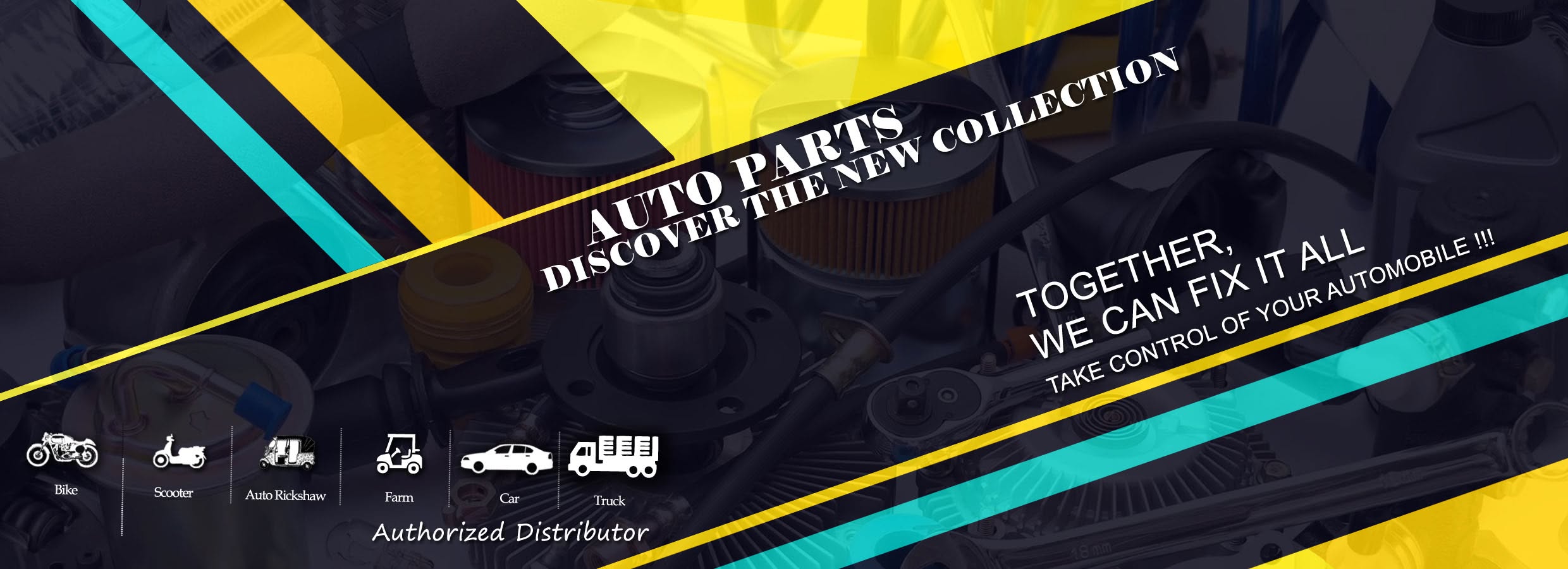 Automobile gears and spare parts laid out